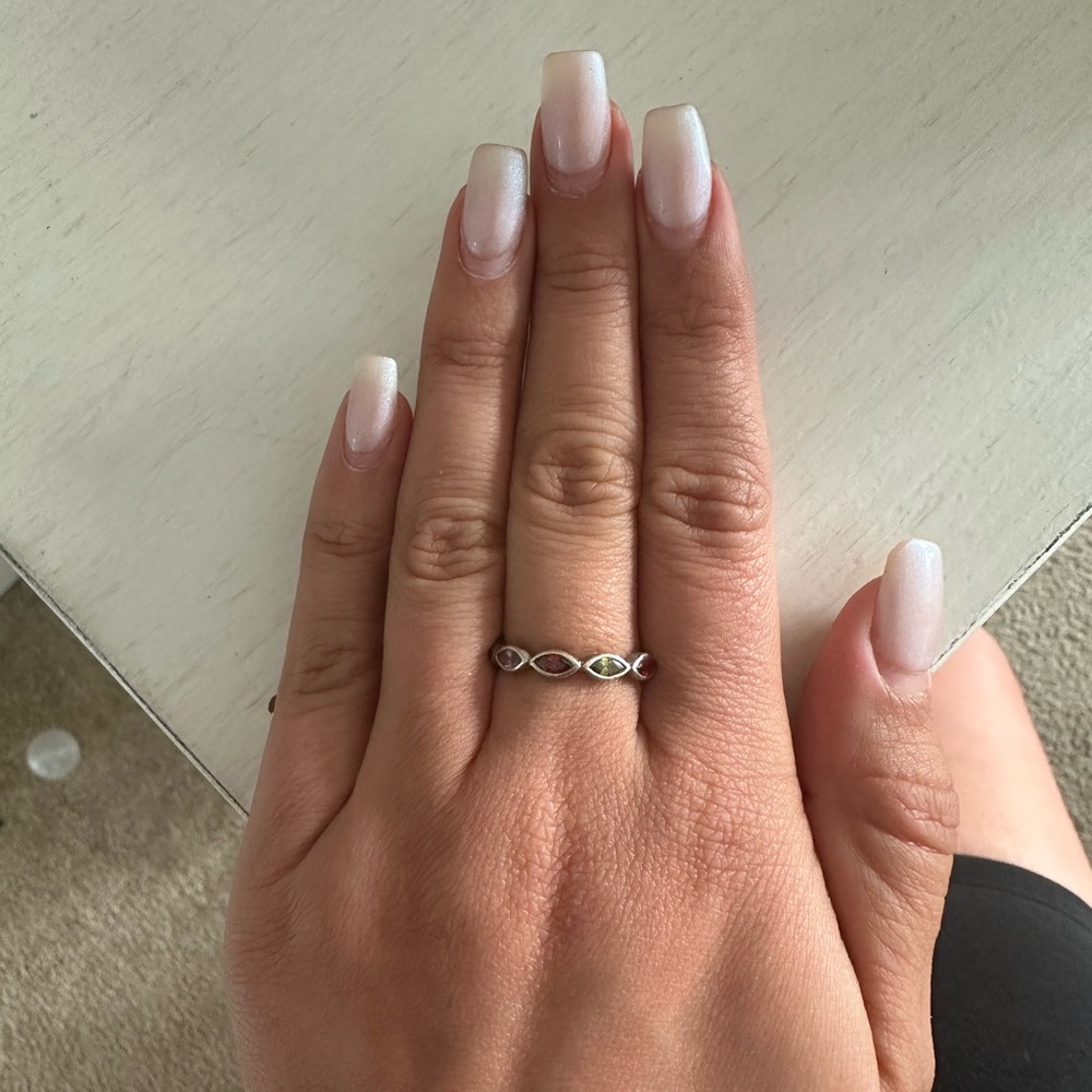 Size 8 sterling Silver rainbow band
